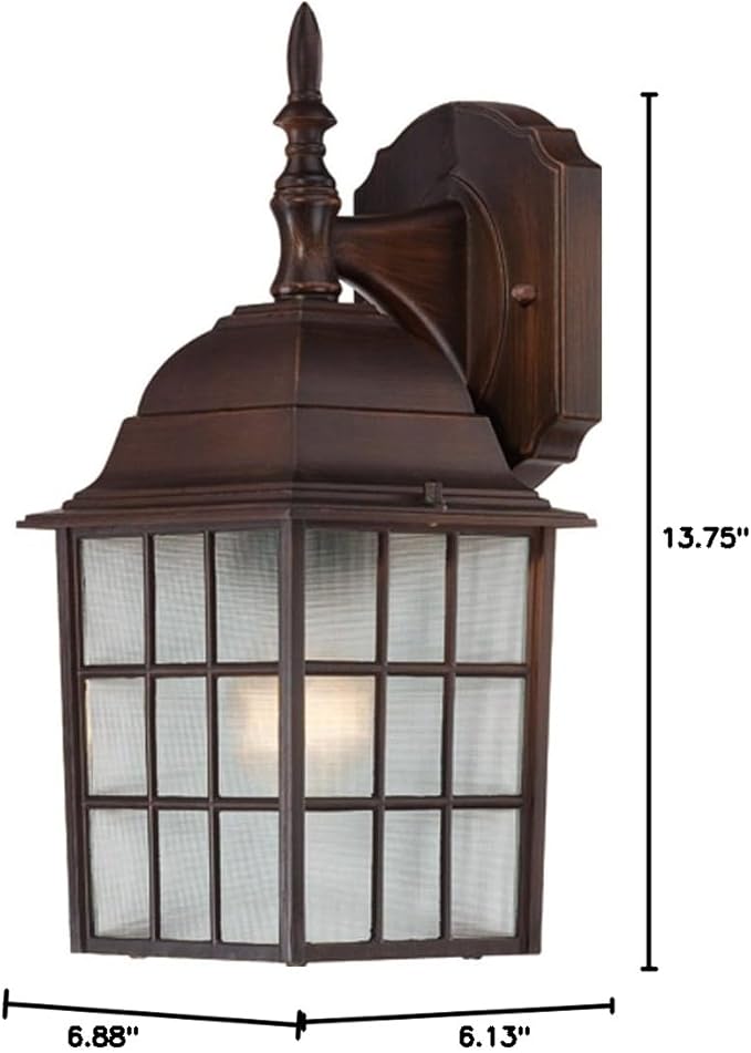 Nuvo Lighting 60/4905 Adams One Light Wall Lantern/Arm Down 100 Watt A19 Max. Frosted Glass Rustic Bronze Outdoor Fixture