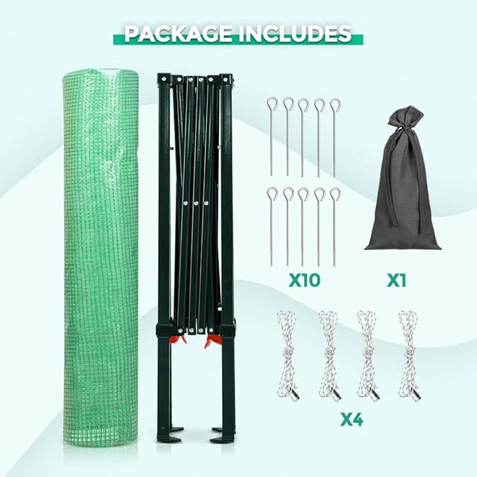 EAGLE PEAK Instant Pop-up Greenhouse, Indoor Outdoor Plant Gardening Green House, Roll-Up Zipper Doors and Side Windows, Walk in 6x4 ft, PE Cover, Green/Clear