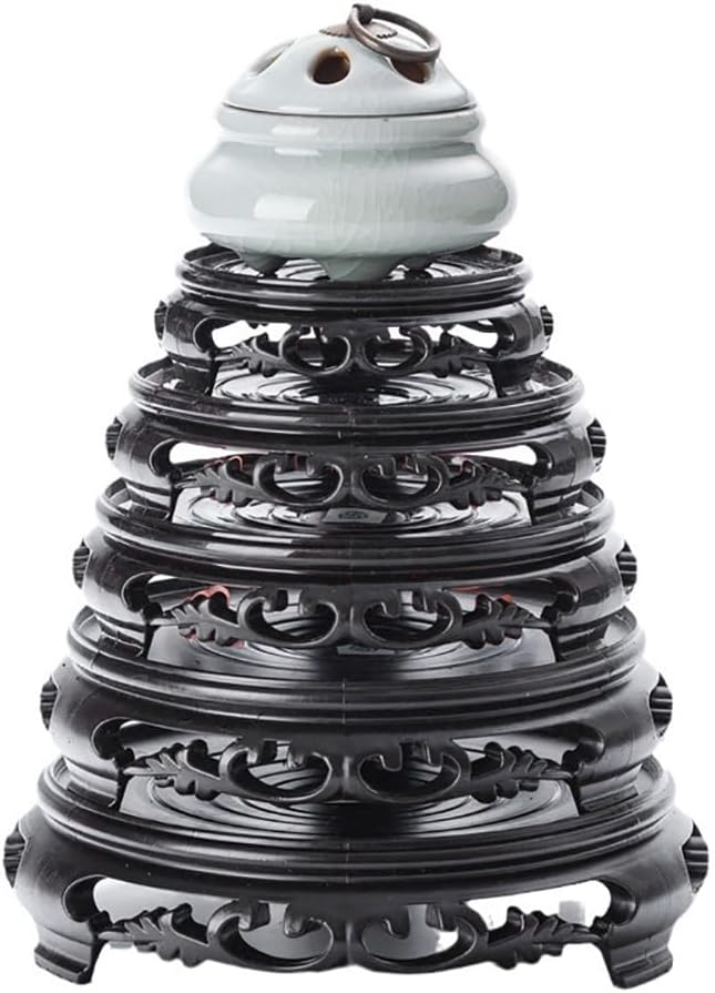 GOLDY&WENDY Round Oriental Furniture Vase Display Stand Handmade Imitation Wood Vase Lamp Teapot Base Home Decoration Pedestal