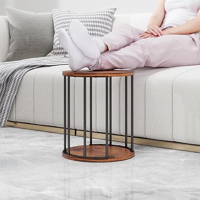 HDANI Wooden Stool Set of 2 for Kids, Adults - 300lbs Load Capacity Garden Round Wood Stool, Non-Slip Small Step for Plant Stand, Kitchen, Bathroom and Bedroom, Brown