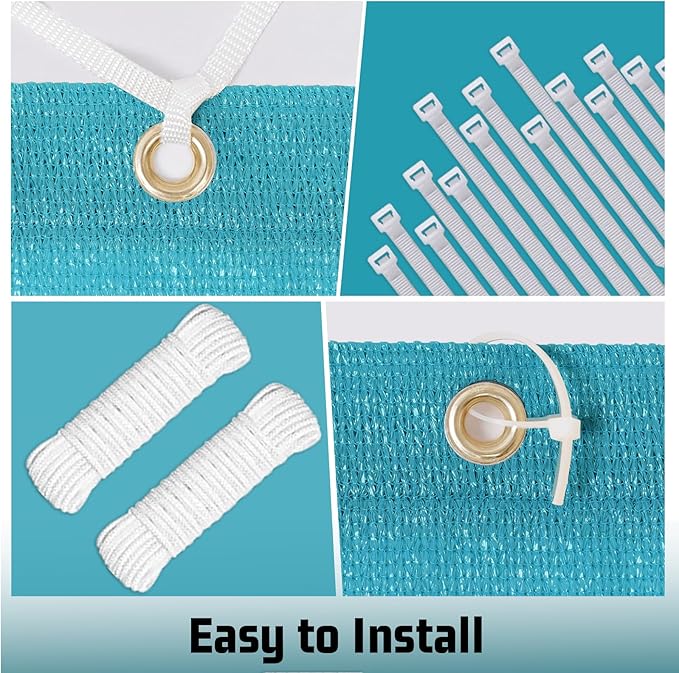 SUNNY GUARD Shade Cloth Custom Size 4x22 FT Sun Shade Screen Fabric Shade Cover Tarp with Grommets for Pergola Backyard Garden, Turquoise(We Customized)