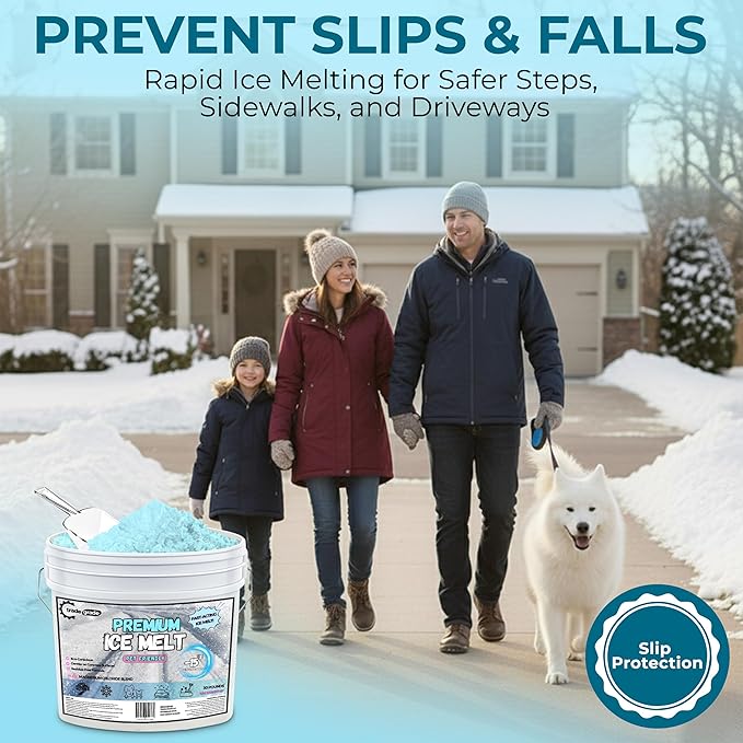 Ice Melt for Snow Pet Friendly - Fast Acting Magnesium Chloride Ice Melt Salt, Snow Salt 30lb Bucket with Scoop