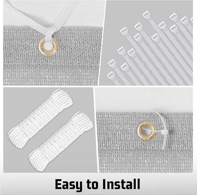 SUNNY GUARD Shade Cloth Custom Size 19x23 FT Sun Shade Screen Fabric Shade Cover Tarp with Grommets for Pergola Backyard Garden, Light Grey(We Customized)