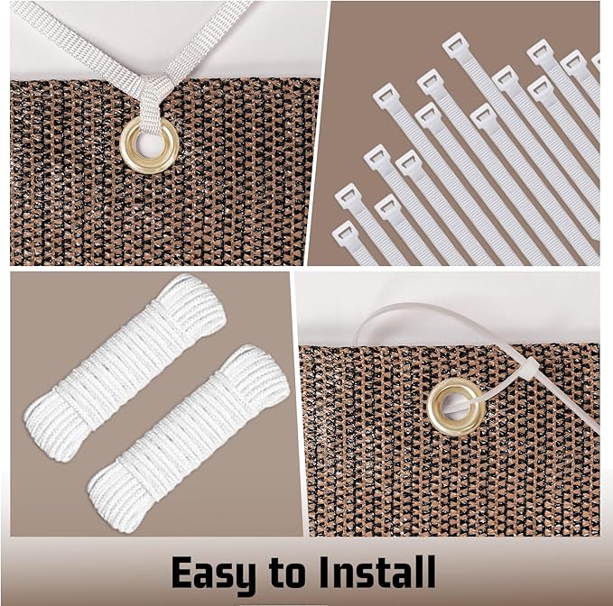 SUNNY GUARD Shade Cloth Custom Size 7x20 FT Sun Shade Screen Fabric Shade Cover Tarp with Grommets for Pergola Backyard Garden, Brown(We Customized)