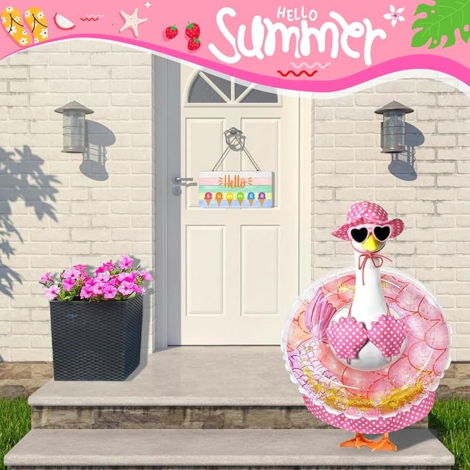 Summer Bikini Porch Goose Outfits, 23 Inch Hawaiian Goose Clothes for Cement Goose, Porch Goose Summer Outfit for Outdoor Garden Yard Decor