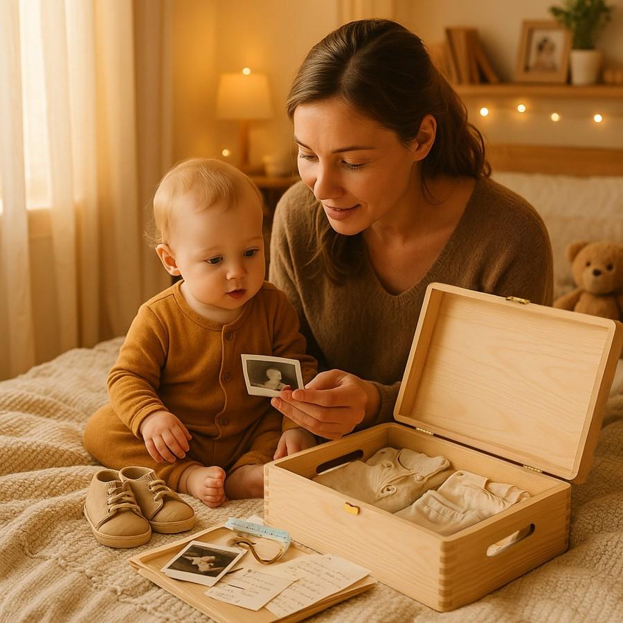 Make baby's first holiday season special with simple family traditions, holiday lights, books, photos, familiar routines, quiet time, and cozy memories.
