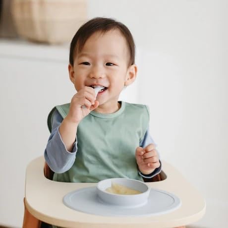 BapronBaby Minimalist Sage Bapron - No Neck Tie Safer Bib for Baby & Toddler - Soft Waterproof Stain Resistant - Machine Washable - Sz Baby/Toddler 6m-3T