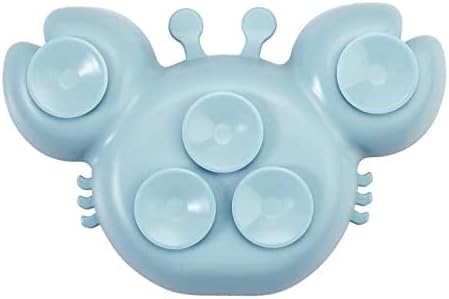 PandaEar 2 Pack Silicone Suction Plates for Baby, Divided Unbreakable Toddler Plate with 2 Pack Spoons for Self Feeding, Babies Utensils Feeding Set Baby Eating Supplies, Crab & Bee Shape -Blue&Green
