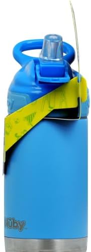 Nuby Thirsty Kids No Spill Flip-It Reflex Stainless Steel Travel Cup or Water Bottle - 10 Oz - 18+ Months - Blue - Back to School Essentials