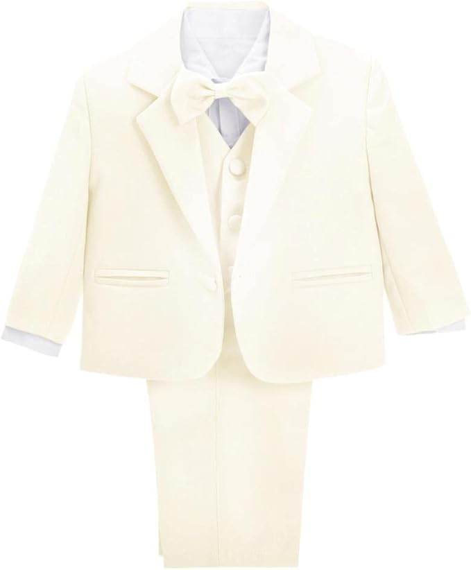 Dressy Daisy Baby Toddler Boy 5 Pcs Set Formal Tuxedo Suits No Tail Wedding Christening Baptism Outfits