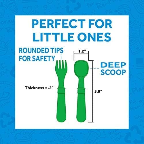 Re-Play Toddler Forks and Spoons Set - 4x4 Utensils Set for Kids - Dishwasher and Microwave Safe - Made in USA - Set of 8-5.8" x 1.2" x 0.2" - Easter