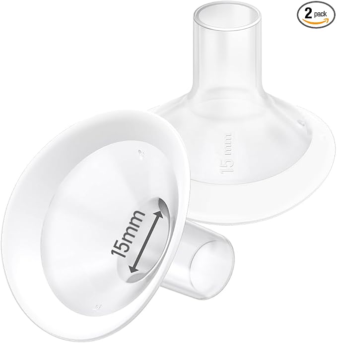 2pcs 15mm Soft Rim Flanges with 106 Degree Wider Opening Angle for Medela Breast Pump, PersonalFit, Freestyle, Maxflow, Freestyle Flex Swing Maxi Connector,Lansinoh Signature Pro