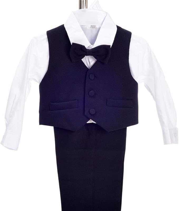 Dressy Daisy Baby Toddler Boy 5 Pcs Set Formal Tuxedo Suits No Tail Wedding Christening Baptism Outfits