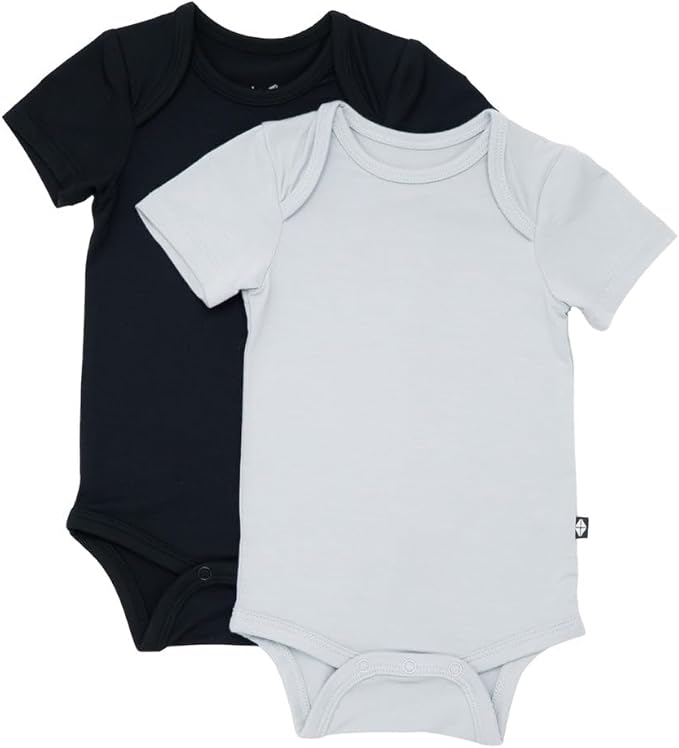 KYTE BABY Unisex Bodysuits, 2-Pack Short Sleeve Baby Bodysuits, 97% Rayon made from Bamboo, 3% Spandex