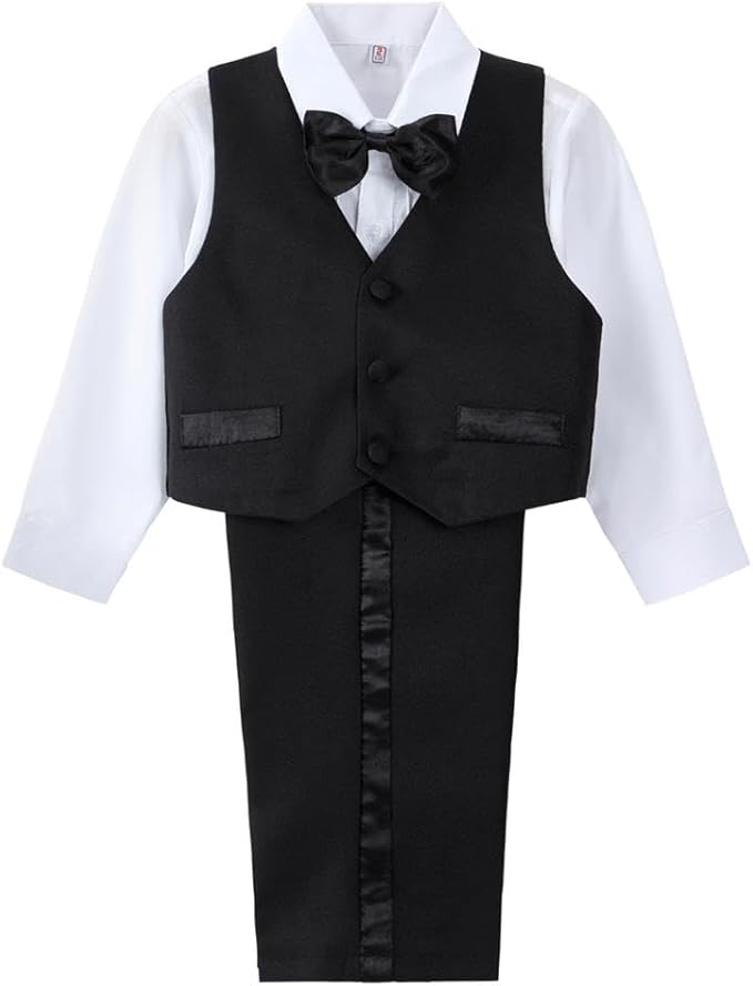 Dressy Daisy Baby Toddler Boy 5 Pcs Set Formal Tuxedo Suits No Tail Wedding Christening Baptism Outfits