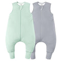 Rayon Made From Bamboo Sleep Sack 24-36 Months 0.5 Tog Ultra Soft Summer Toddler Sleep Sack 2t-3t with Feet 2-Way Zipper Lightweight Sleeping Bag Baby Wearable Blanket (2 Pack)-Green & Gray