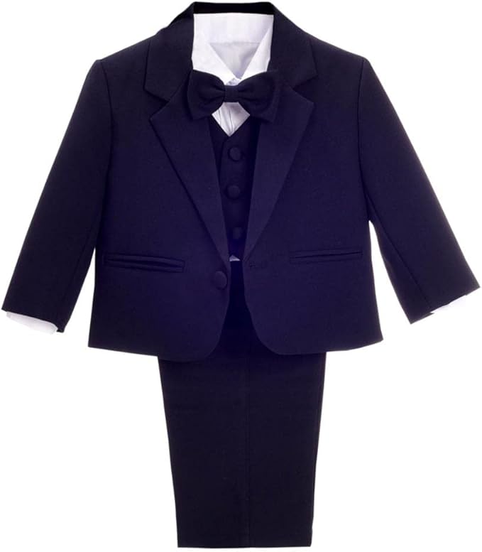 Dressy Daisy Baby Toddler Boy 5 Pcs Set Formal Tuxedo Suits No Tail Wedding Christening Baptism Outfits
