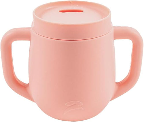 3-in-1 Silicone Training Cup with Straw & Lid - Baby Led Weaning Transition Sippy Cups for 6+ Month Old - Spill Proof Training Cup for Baby - BPA-Free Transition Sippy Cups (Candy Peach)
