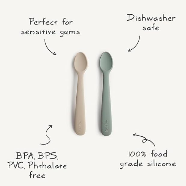 mushie Silicone Baby Feeding Spoons | 2 Pack (Daffodil)