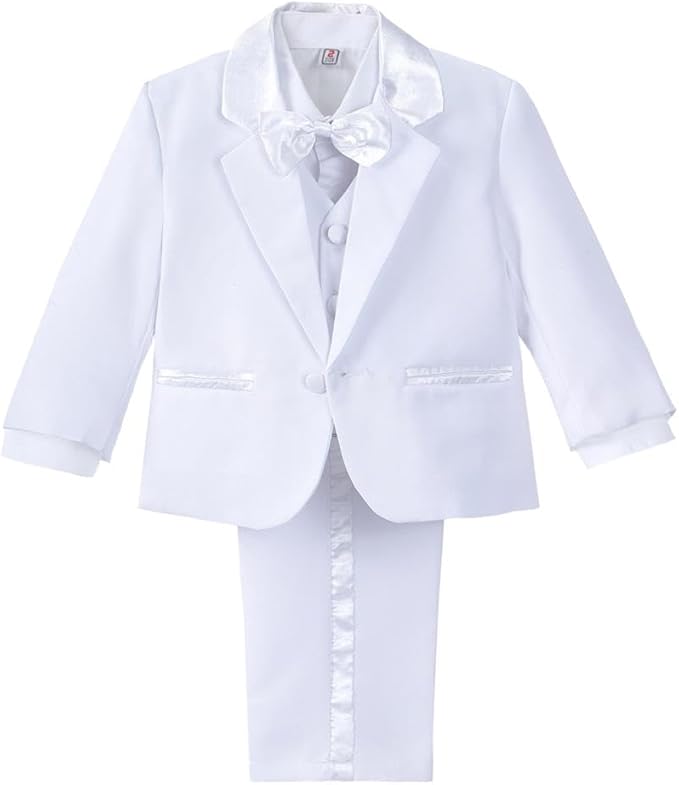 Dressy Daisy Baby Toddler Boy 5 Pcs Set Formal Tuxedo Suits No Tail Wedding Christening Baptism Outfits