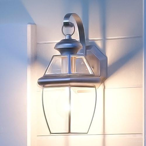 Urban Ambiance Luxury Colonial Outdoor Wall Light, Small Size: 11.5" H x 7" W, with Tudor Style Elements, Versatile Design, Classy Aged Silver Finish and Beveled Glass, UQL1141