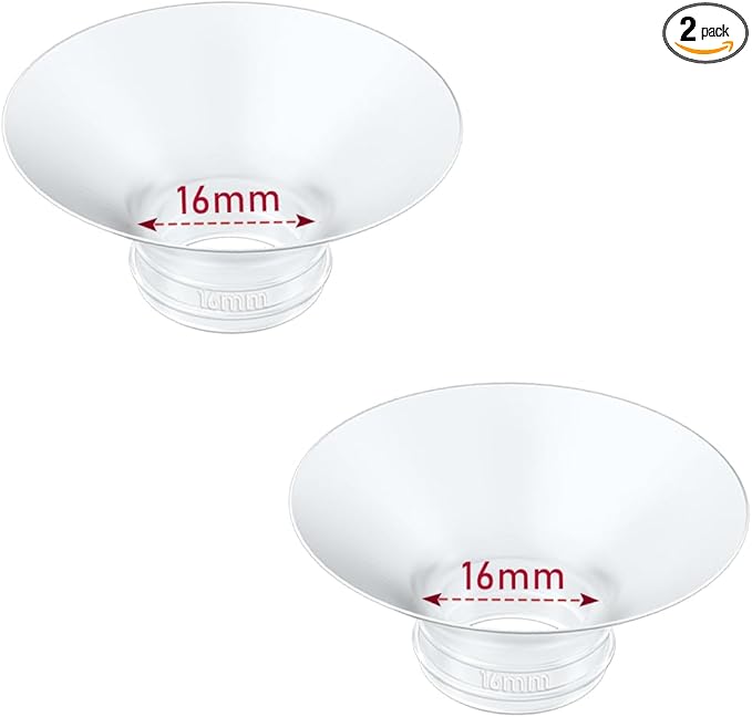 Flange Insert 2PCS 16mm Compatible with Momcozy M9/M6/M5/S12 Pro/V1 Pro/V2 pro, Spectra/Medela/Elvie/NCVI/TSRETE/eufy/Lansinoh/Paruu/MomMed Breast Pump 24mm Shields/Flanges (2pcs-16mm)