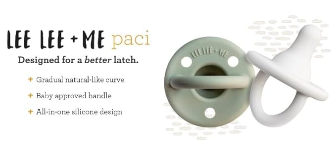 Lee Lee and Me Paci - Sage Color - 100% Medical Grade Silicone Pacifier Breast-Like Nipple Design for Better Latch - Size 0-18 Months