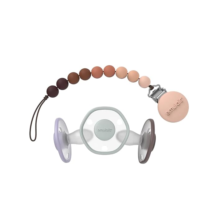 Emulait Baby Pacifier Set 0-6 Months – 3-Pack Infant Pacifiers with Clip, Soft Silicone Binky for Newborns and Babies, Orthodontic Design for Comfort, Shower Gift, Boys and Girls