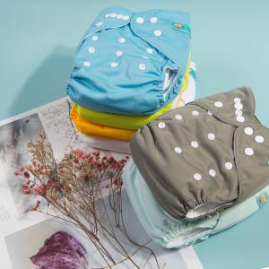 ALVABABY Baby Cloth Diaper 6 Pack with 12 Inserts One Size Cloth Diaper Covers Adjustable Washable Reusable for Baby Girls and Boys