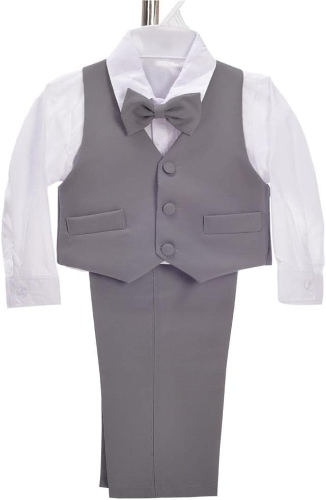 Dressy Daisy Baby Toddler Boy 5 Pcs Set Formal Tuxedo Suits No Tail Wedding Christening Baptism Outfits