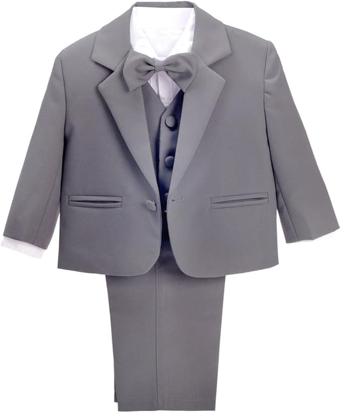 Dressy Daisy Baby Toddler Boy 5 Pcs Set Formal Tuxedo Suits No Tail Wedding Christening Baptism Outfits