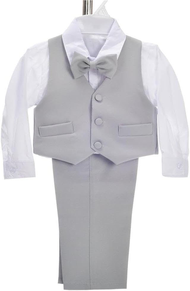 Dressy Daisy Baby Toddler Boy 5 Pcs Set Formal Tuxedo Suits No Tail Wedding Christening Baptism Outfits