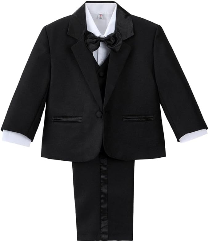Dressy Daisy Baby Toddler Boy 5 Pcs Set Formal Tuxedo Suits No Tail Wedding Christening Baptism Outfits
