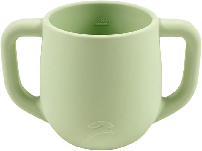 3-in-1 Silicone Training Cup with Straw & Lid - Baby Led Weaning Transition Sippy Cups for 6+ Month Old - Spill Proof Training Cup for Baby - BPA-Free Transition Sippy Cups (Spring Green)