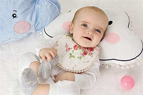GZMM Baby Bib For Girls,Reversible Waterproof Handmade Natural Cotton Baby Drool Bib 0-12 months 4 Pack (floral mult-7, 0-12)