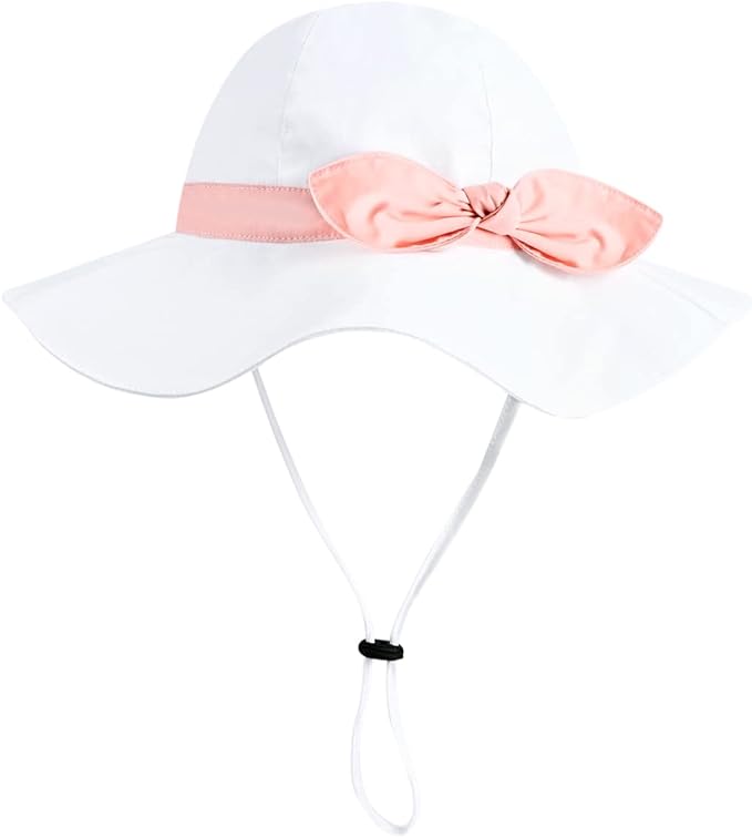 Baby Girl Sun Hat with UPF 50+ Outdoor Adjustable Beach Hat with Wide Brim Bucket Hats