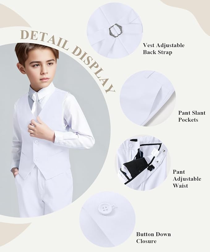 Visaccy Boys Suits Slim Fit Dress Clothes Ring Bearer Outfit