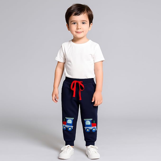 Boys Pants, Toddler 3 Pack Drawstring Elastic Sweatpants Cartoon Active Joggers