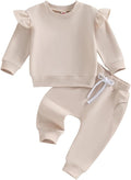 Fernvia Toddler Baby Girl Clothes 3 6 9 12 18 24 Months Fall Outfits Solid Long Sleeve Sweatshirt Tops + Pants Set