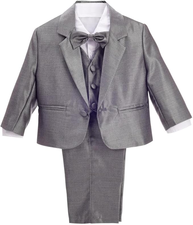 Dressy Daisy Baby Toddler Boy 5 Pcs Set Formal Tuxedo Suits No Tail Wedding Christening Baptism Outfits