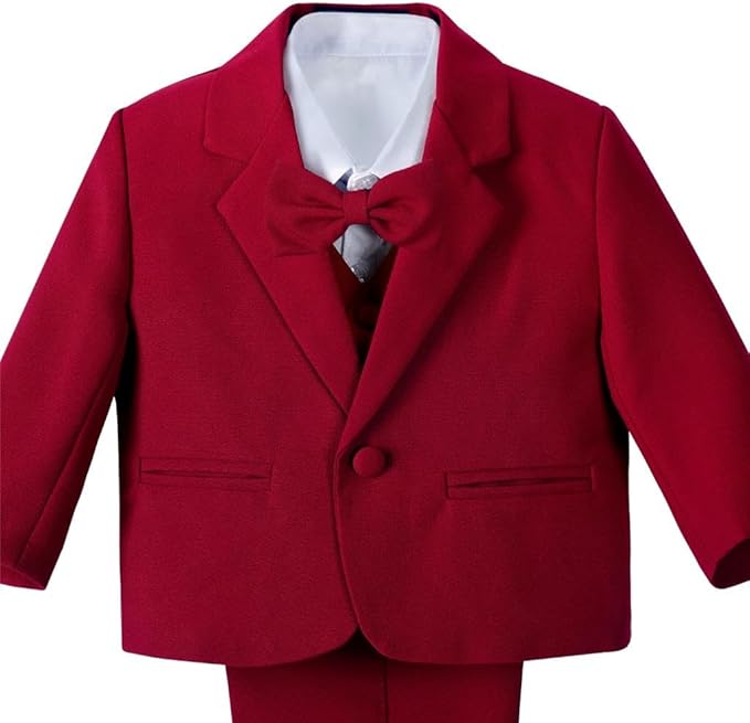 Dressy Daisy Baby Toddler Boy 5 Pcs Set Formal Tuxedo Suits No Tail Wedding Christening Baptism Outfits