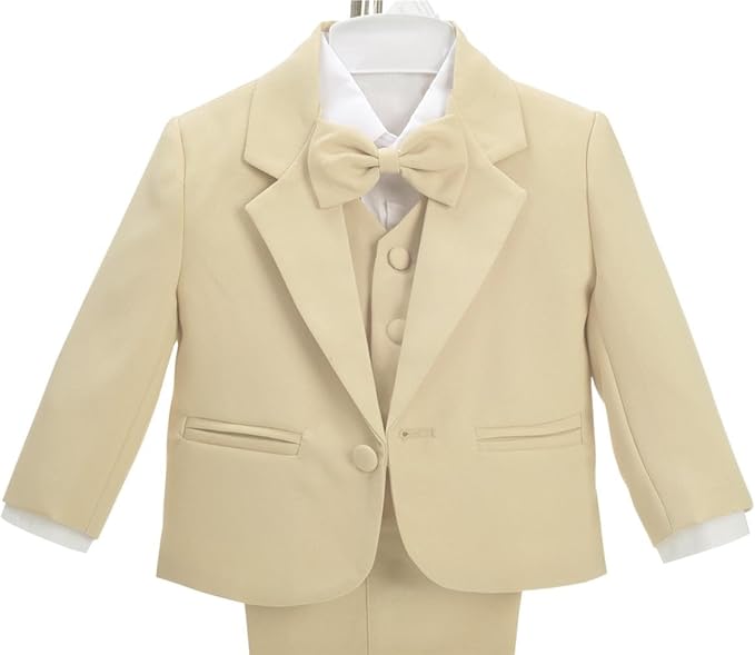 Dressy Daisy Baby Toddler Boy 5 Pcs Set Formal Tuxedo Suits No Tail Wedding Christening Baptism Outfits