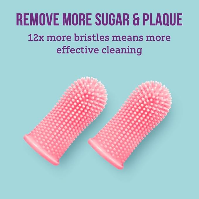 Baby Toothbrush, 360 Degree Bristle Silicone Finger Toothbrush 6 to 12 Months, and Toddler Toothbrushes 1-2, Set of 2 – Pink