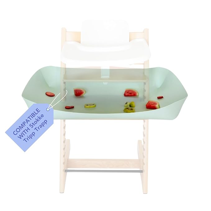CATCHY -Food Catcher-Compatible with Stokke Tripp Trapp High Chair +11 Other High Chairs-Highchair Sold Separately-Baby & Toddler Food & Mess Catcher-Premium Linen Inspired -Under High Chair Accessory