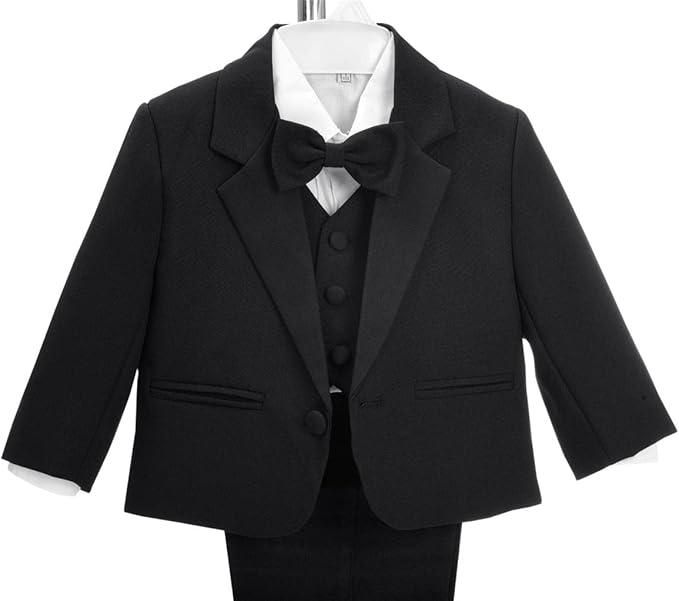 Dressy Daisy Baby Toddler Boy 5 Pcs Set Formal Tuxedo Suits No Tail Wedding Christening Baptism Outfits