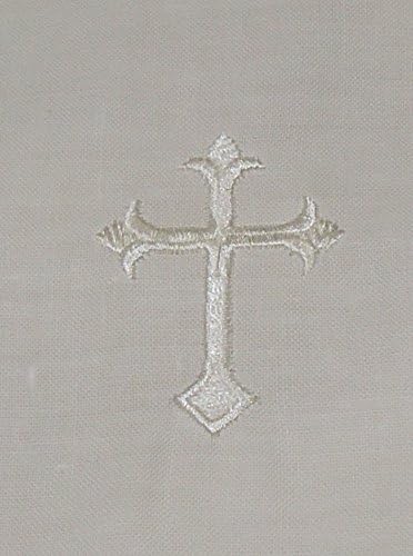 Integrity Designs White Linen Baptism/Christening Cloth with White Cross