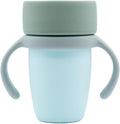 WeeSprout Baby Training Cup - Silicone Sippy Cup with Removable Handles for Weaning Off Bottle - Transition Spill-Proof Toddler Cups - No-Spill Design (Sky/Matte Green/Light Gray)
