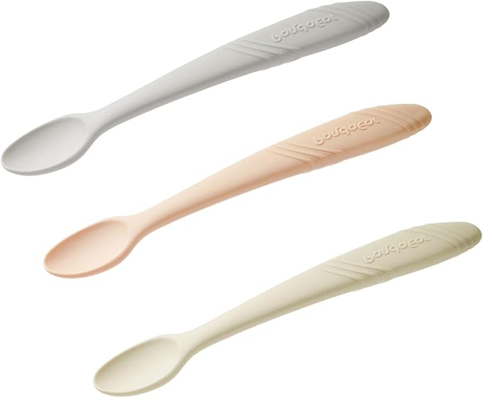 PandaEar 7 Pack Silicone Baby Feeding Spoons, First Stage Training Spoon Infant Utensils Feeding Supplies, BPA Free Gum-Friendly Soft Tip Baby Led Weaning Spoon