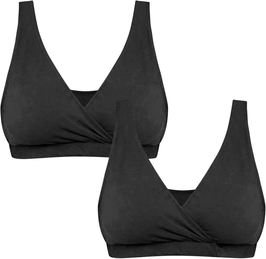 Motherhood Maternity Womens Soft Cotton Spandex Wrap Front Maternity & Nursing Sleep Bralette Bra S-3x