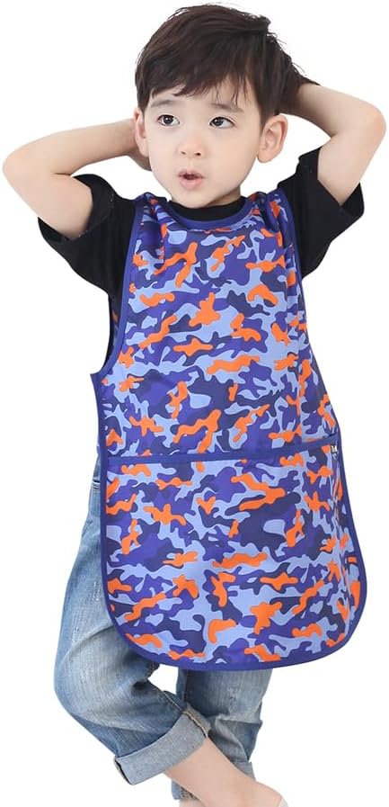 Kids Painting Apron – Waterproof Art Smock for Toddlers & Preschoolers, Messy Play, Baking, Crafts, Cooking, Mealtime
